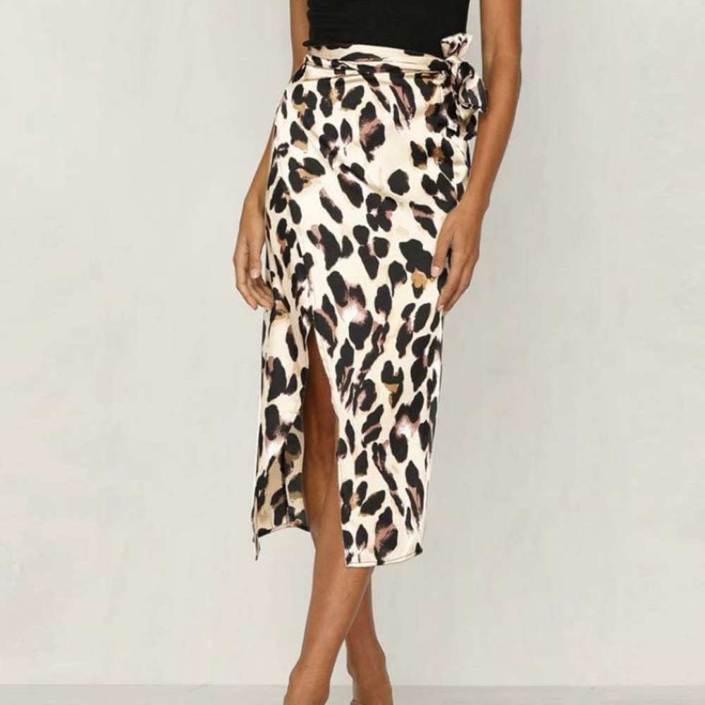 Leopard Wrap Midi Skirt | NWOT